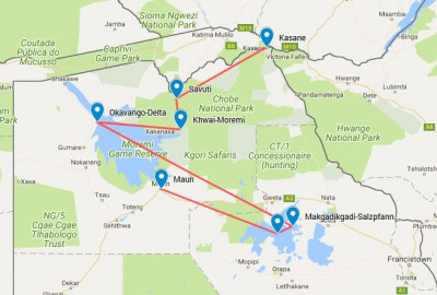 Botswana: auf Safari durch Elefantenland map