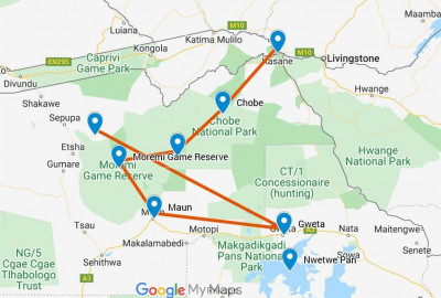 Botswana Grand Safari map