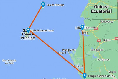 Gabun Loango Safari mit Sao Tome und Principe map
