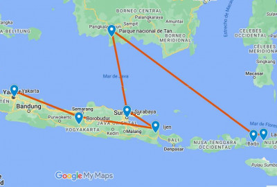 Indonesien Feuer und Wasser map
