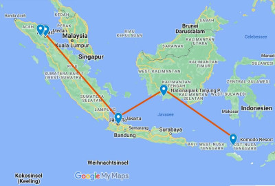 Intensive Orang Utan Safari mit Komodo map