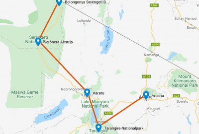 Intensive Serengeti-Fotosafari: Crossings über den Mara-Fluss map