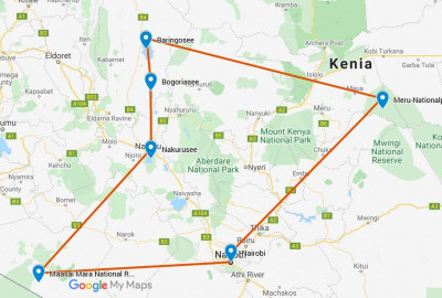 Kenia Rhino-Safari map