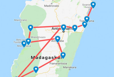 Madagaskars Aye Aye Safari map