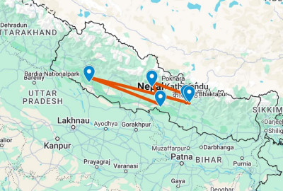 Nepal Tiger- und Nashornsafari map