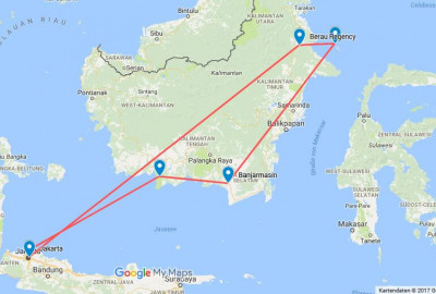 Orang-Utans und Walhaie map