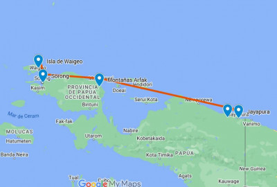 Papua Bird of Paradise Expedition map
