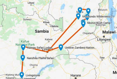Sambia Grand Safari map