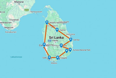 Sri Lanka Grand Safari map