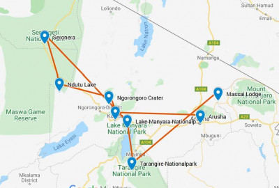 Tansania Serengeti Intensivsafari: die große Migration map