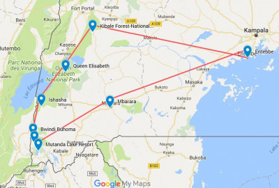 Uganda Nkuringo-Safari map